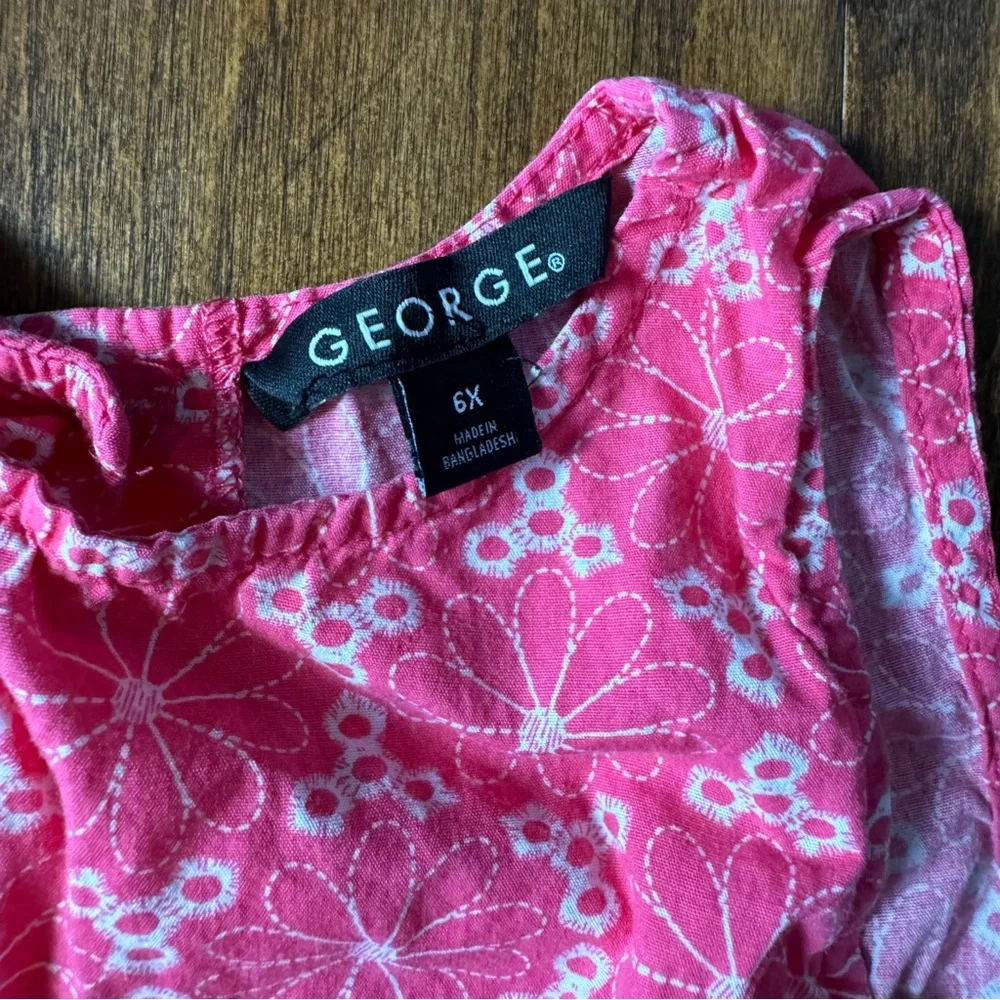 George Girls Pink Floral Sleeveless Cotton Dress Size‎ 6X Racy Pink GG12302